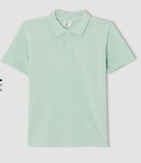 DeFacto Erkek ocuk Basic Polo Yaka Ksa Kollu Tirt Yeil