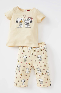 DeFacto Kz Bebek Snoopy Lisansl Regular Fit Ksa Kollu 2li Pyjamas