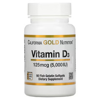 California Gold Nutrition,  D3, 125  (5000 ), 90 