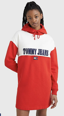 TH RETRO LOGO HOODIE DRESS Deep Crimson/Multi