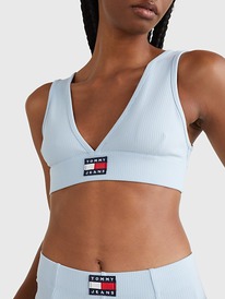 TH RIBBED LOGO BRA TOP Chambray Sky