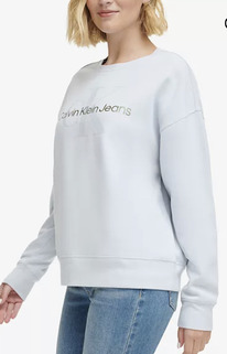 Macys Womens West Village Foiled Logo-Print Sweatshirt  POWDER BLUE