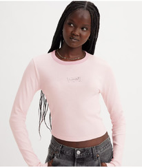 LS  GRAPHIC LONG SLEEVE RINGER T-SHIRT Mauve Chalk - Pink