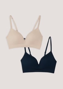 Matalan 2 Pack Nude & Navy Seamless Moulded Bras 