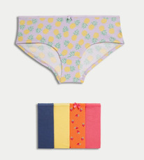 marksandspencer 5pk Cotton Lycra� Printed Low Rise Shorts Yellow Mix