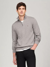 TomH Flag Logo Quarter-Zip Sweater ColorGrey Heather
