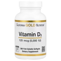 California Gold Nutrition,  D3, 125  (5000 ), 360    