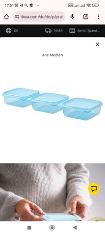 ikea PRUTA Vorratsbehlter mit Deckel, blau, 0.6 l