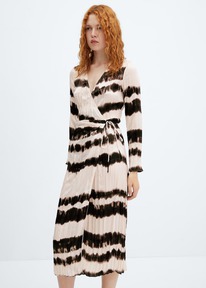 mangooutlet Plissiertes Tie-Dye-Hemdblusenkleid