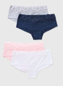 Matalan 4 Pack Multicoloured Lace Short Knickers