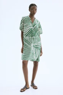  Viscose tunic dress Green/Cream patterned