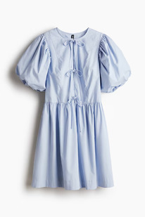  Tie-detail puff-sleeved dress Light blue