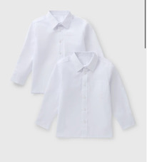 Matalan  Boys 2 Pack White Long Sleeve School Shirts