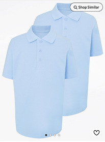 ASDA White Short Sleeve School Polo Shirts 2 Pack 