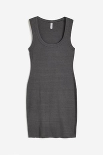  Ribbed bodycon dress Dark grey