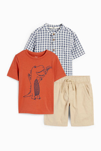  Dino - Set - Kurzarmshirt, Hemd und Shorts - 3 teilig
