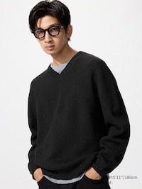 uniqlo 3D Knit Souffl Yarn Strickpullover (nahtlos, V-Ausschnitt)