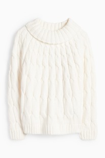  Chenille-Pullover - Zopfmuster