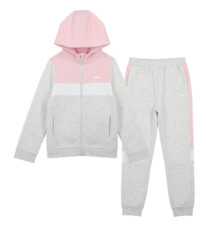 Sportsdirect Slazenger Fleece Full Zip Track Suit Junior  Ice Marl/Pink