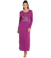 outlet46 langes Damen Nacht-Kleid Pyjama mit Schlitz Nachthemd mit Statement-Pri